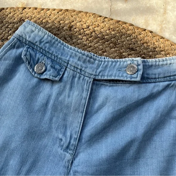 Blue Straight Pants with side slits - Picture 5 of 9